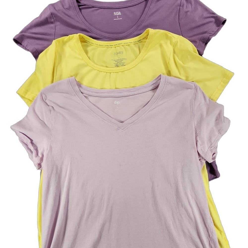 ana dip Jones New York Sport Mixed M/L 3pk Purple Pink Yellow Soft Tees 263